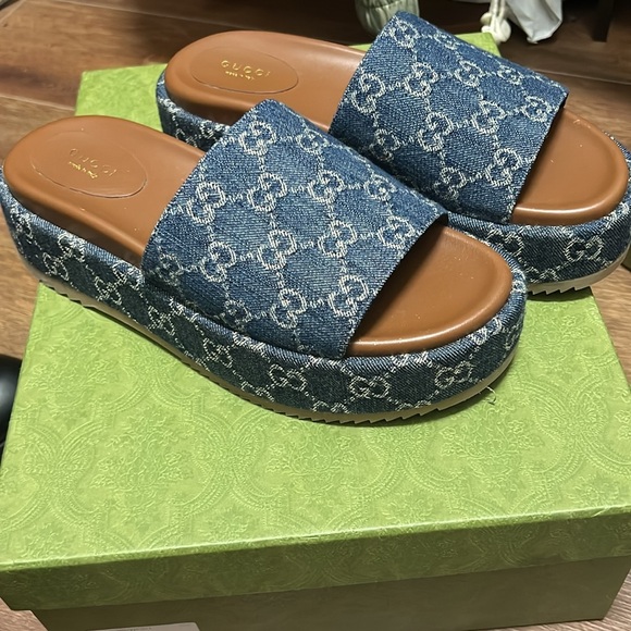 Gucci Denim Platform Slide Sandals - Picture 3 of 7
